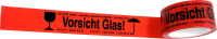 PP-Klebeband mit Warndruck Vorsicht Glas 50mm x 66 lfm